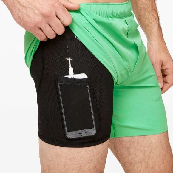 Lululemon Surge Short Liner 6" Tropix Green Men's Size XL Excellent Condition - Picture 4 of 11